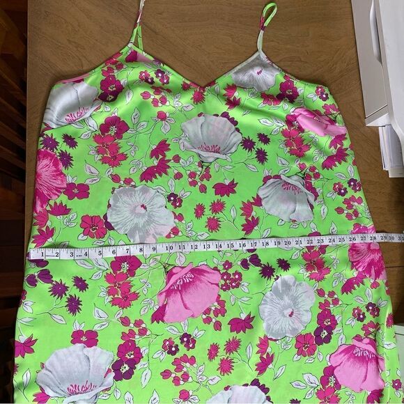 Neon Green Floral Midi Dress Size 20 - Picture 4 of 7